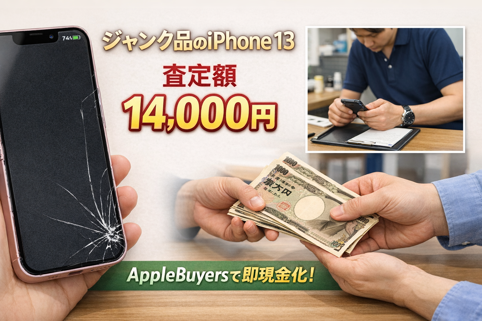傷あり・画面割れでも即日現金化できた｜AppleBuyersのジャンク買取